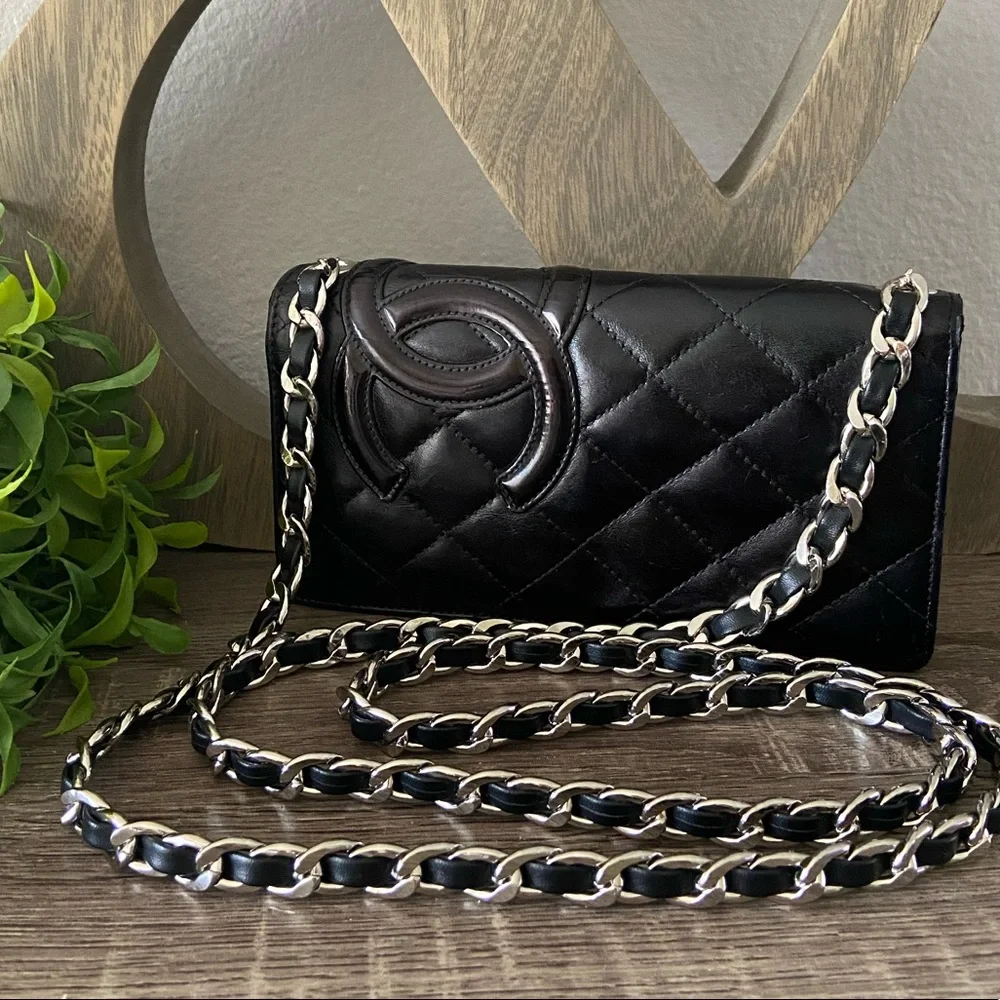 ⛓🖤 Chanel Quilted Cambon Wallet Chain on Shoulder or Crossbody Revamp Bag
